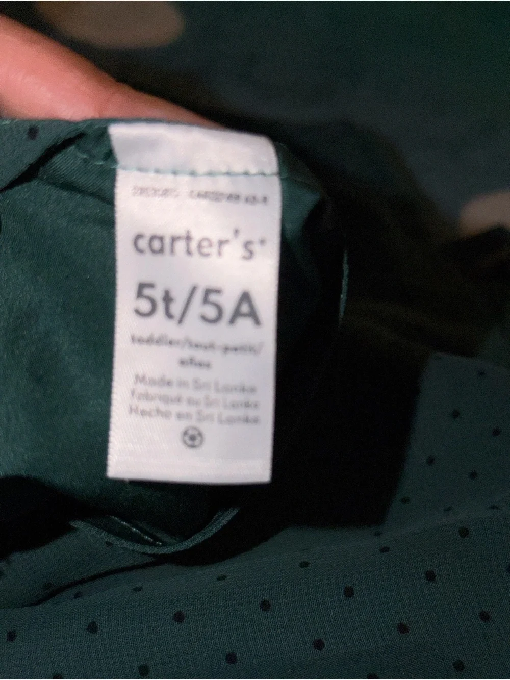 Carter's Dark Green Polka Dot Tiered Long-Sleeve Dress